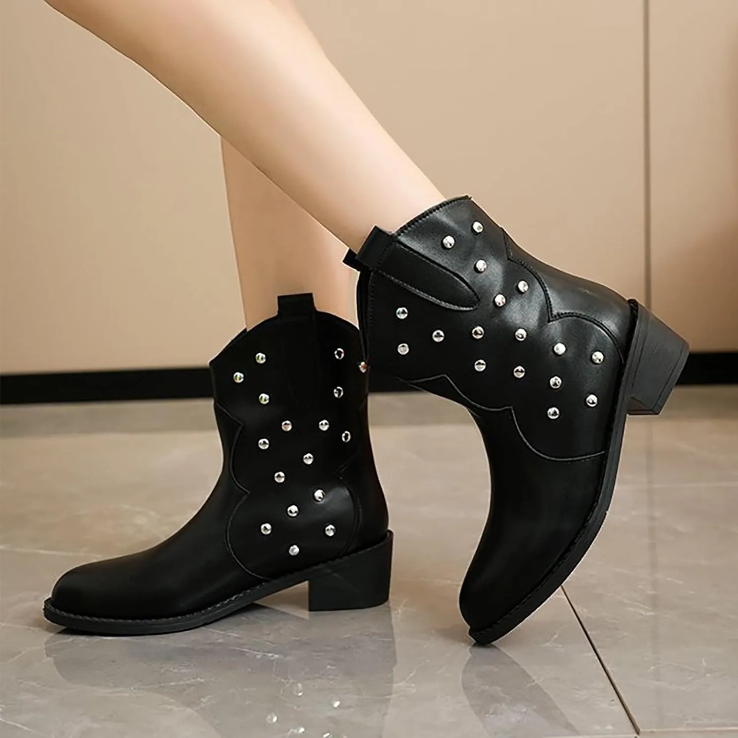 Black Ankle Boots for Women Platform Boots for Women Low Heel Ankle Boots for Women Slip On Booties for Women Boots for Women Ankle Booties Black Boots for Women Ankle Booties