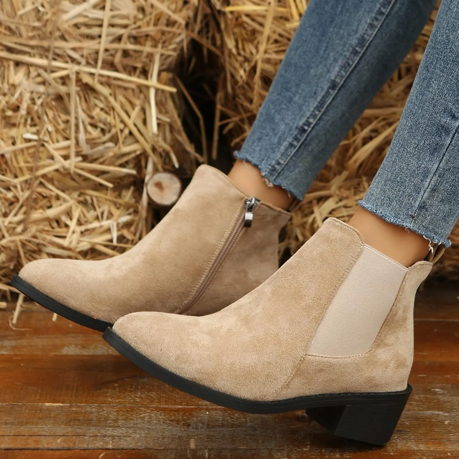 Black Ankle Boots for Women Platform Boots for Women Low Heel Ankle Boots for Women Slip On Booties for Women Boots for Women Ankle Booties Black Boots for Women Ankle Booties