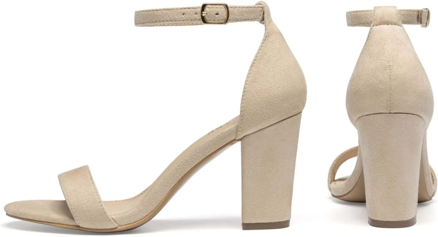 Black Heels for Women Summer Trending Dress Sandal O Ring Strap Sandals Fashion Solid Color Comfort Shoes