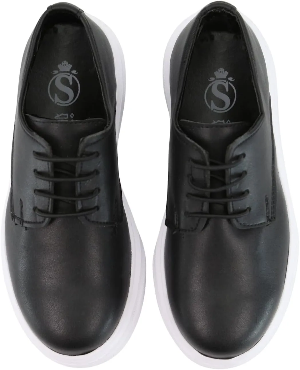 Boys' Black Platform Derby Shoes ?C Lace-Up Formal Smart Wedding & Prom Footwear