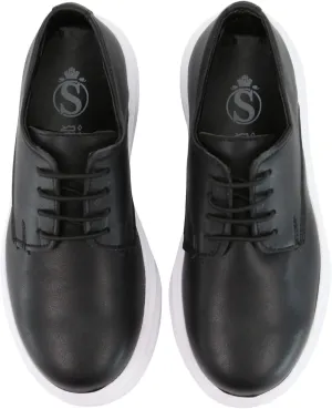 Boys' Black Platform Derby Shoes ?C Lace-Up Formal Smart Wedding & Prom Footwear