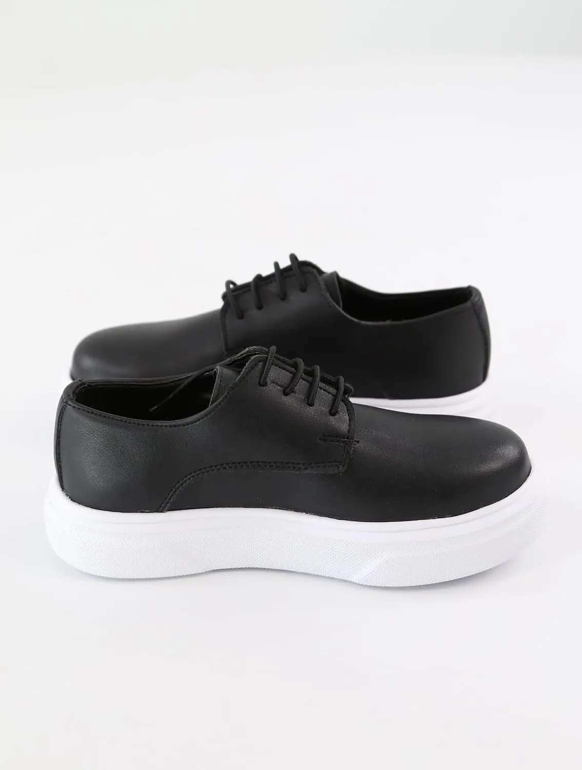 Boys' Black Platform Derby Shoes ?C Lace-Up Formal Smart Wedding & Prom Footwear