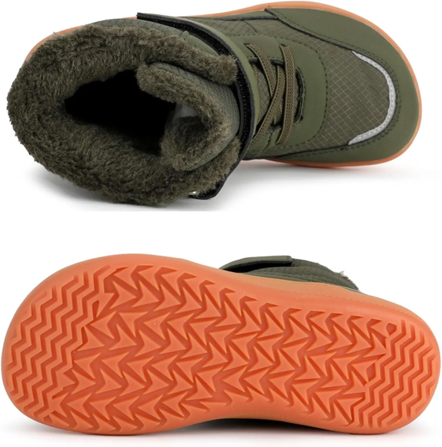 Boys Girls Barefoot Winter Boots with Wide Toe Box Slip Drop Sole Ankle Winter Snow Boots for Toddler Boots Size 8