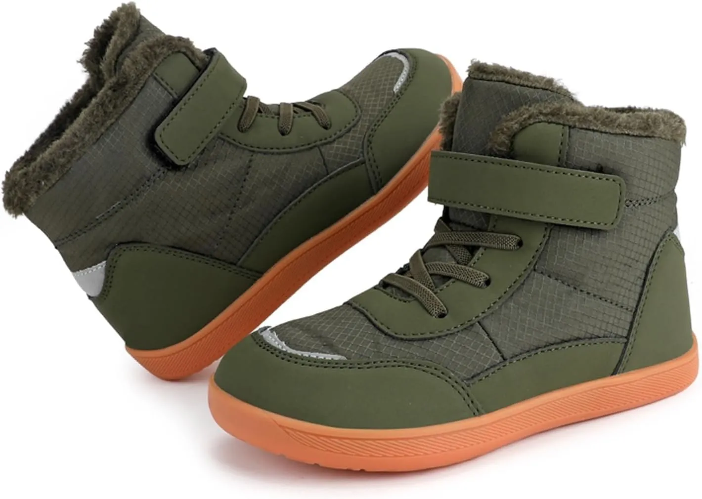 Boys Girls Barefoot Winter Boots with Wide Toe Box Slip Drop Sole Ankle Winter Snow Boots for Toddler Boots Size 8