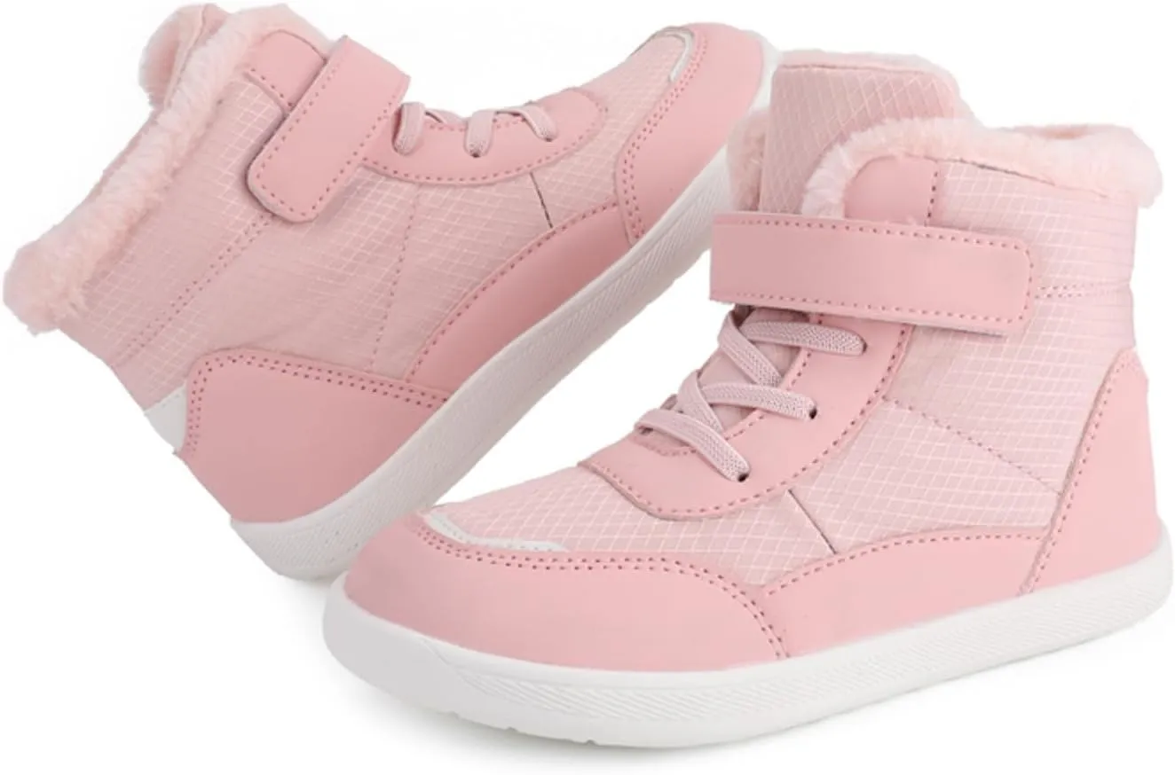Boys Girls Barefoot Winter Boots with Wide Toe Box Slip Drop Sole Ankle Winter Snow Boots for Toddler Boots Size 8
