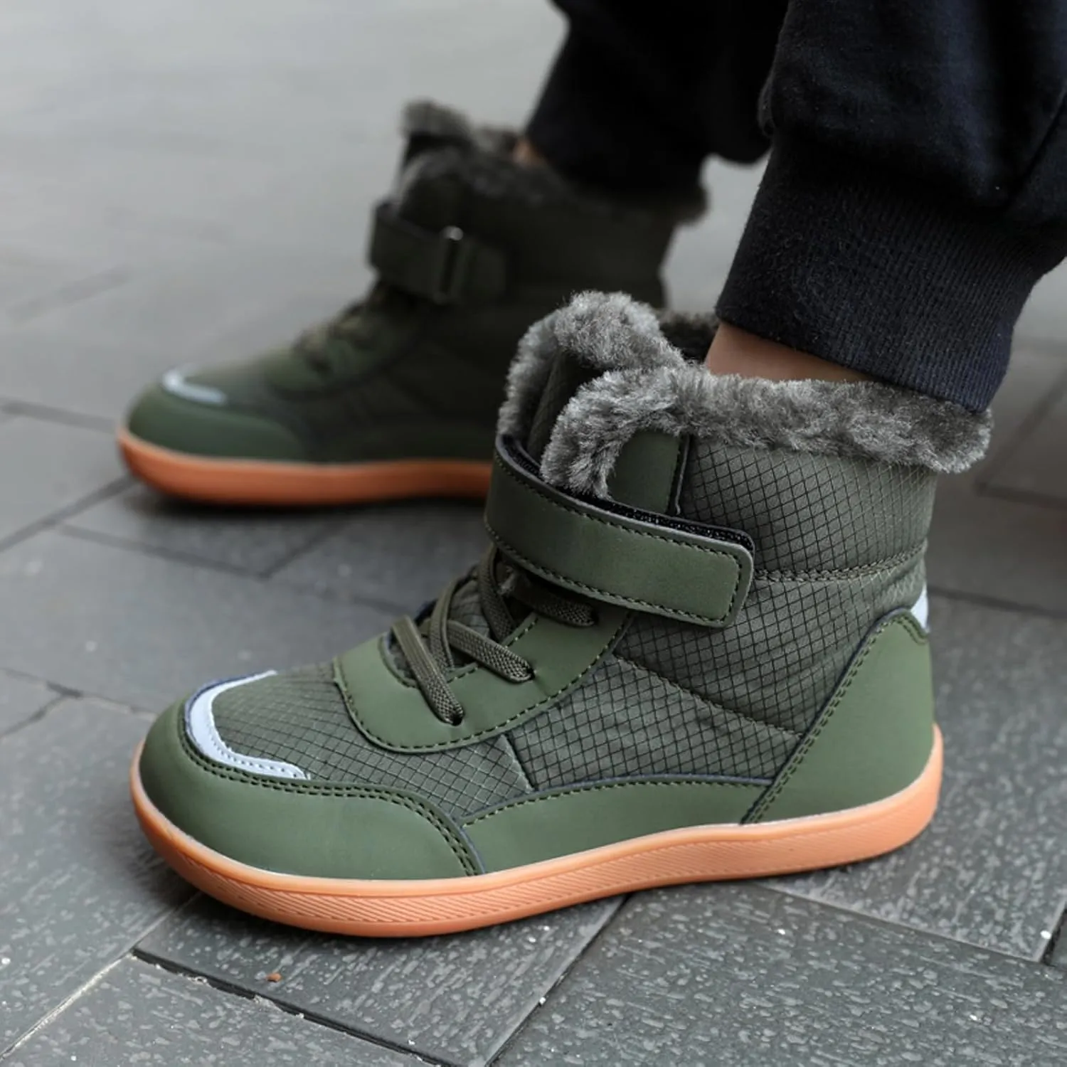 Boys Girls Barefoot Winter Boots With Wide Toe Box Slip Drop Sole Ankle Winter Snow Boots For Toddler//Big Boys Shoes 5
