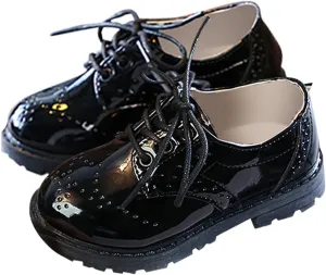Boys Girls Leather Lace-up ??xfords ??niform Dress Shoes Lightweight Comfort Soft Rubber Sole Fashion Loafer