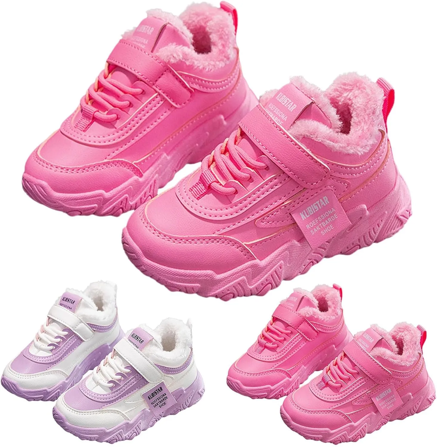 Boys Girls Winter Warm Shoes Cozy Fleece Snow Boots Warm Winter Boot Faux Fur Lined Outdoor Ankle Boots Hiking Shoes