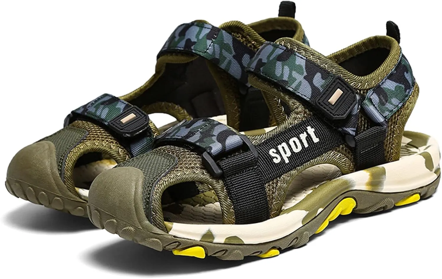 Boys Hiking Sandals Camouflage Closed-Toe Outdoor Athletic Sport Beach Casual Sandals for Kid Memory Foam Shoe