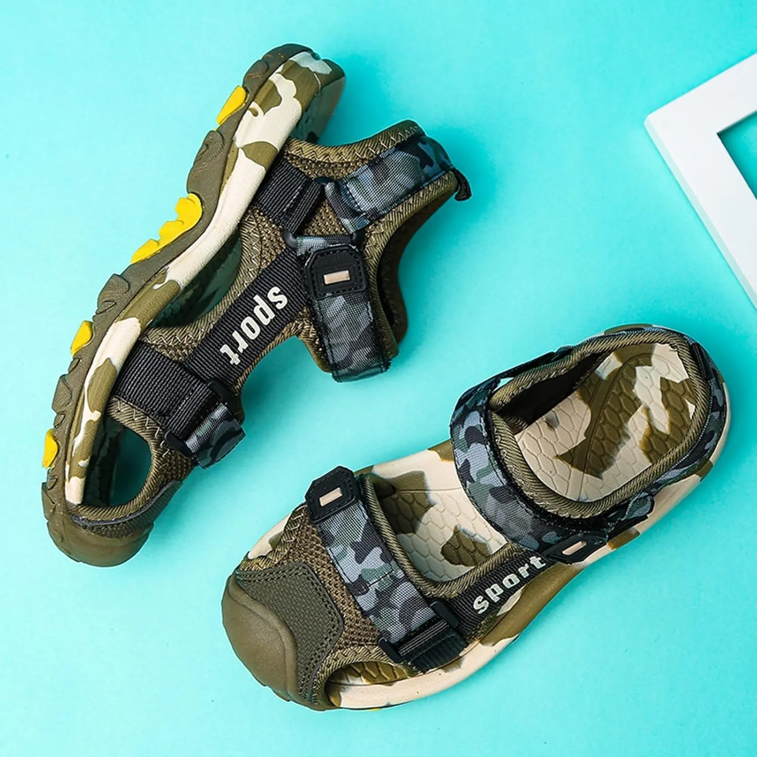 Boys Hiking Sandals Camouflage Closed-Toe Outdoor Athletic Sport Beach Casual Sandals for Kid Memory Foam Shoe