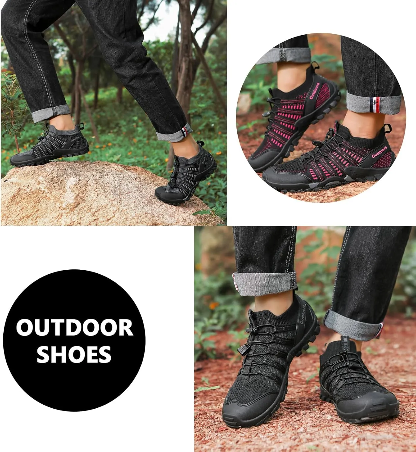 Buhelyc Low Height Hiking Shoes Outdoor Hiking Sneakers Lightweight  Breathable for Outdoor