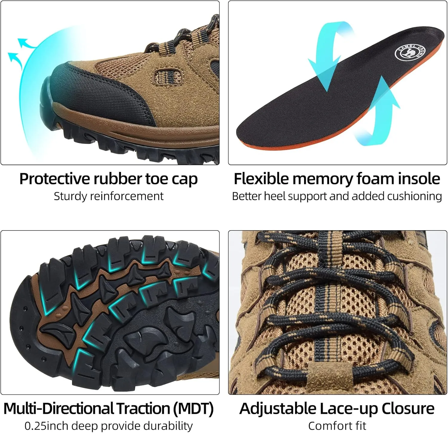 CAMELSPORTS Men??s Hiking Shoes Low Top Walking Hiking Shoes for Men Outdoor Ankle Support Breathable Trekking Trails Shoes Hiking Sneakers Mens