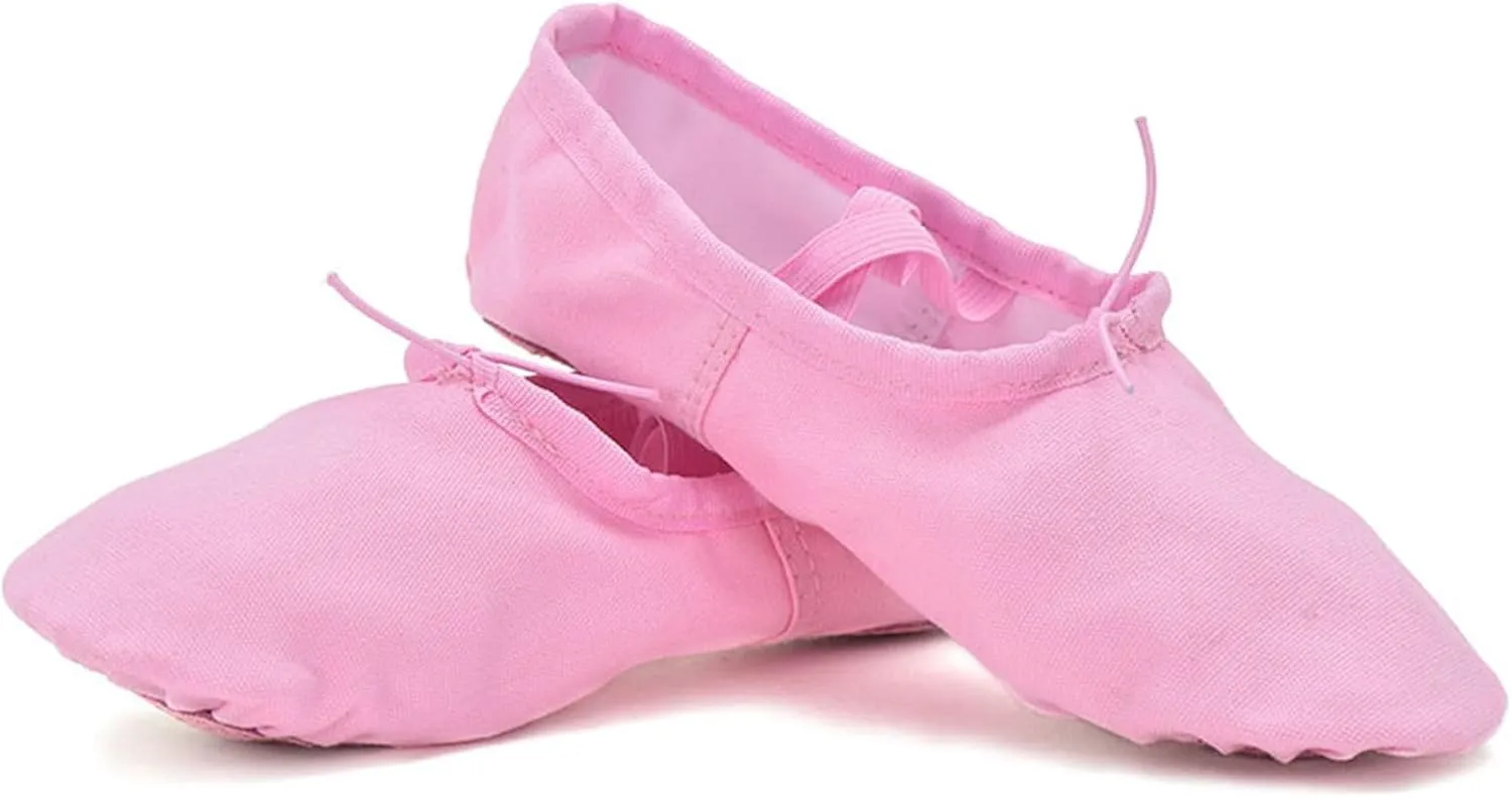 Canvas Ballet Slippers Ballet Shoes Elastic for Toddler Girls and Boys Split Sole Yoga Practice Dance Shoes