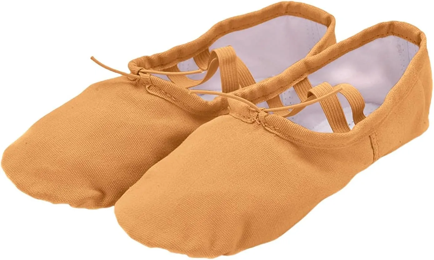 Canvas Ballet Slippers Ballet Shoes Elastic for Toddler Girls and Boys Split Sole Yoga Practice Dance Shoes