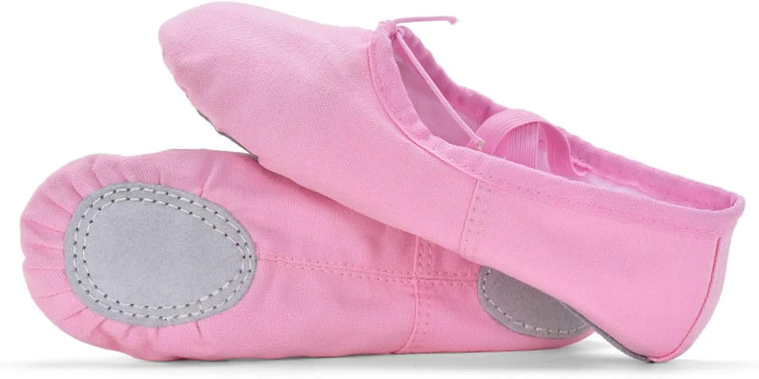 Canvas Ballet Slippers Ballet Shoes Elastic for Toddler Girls and Boys Split Sole Yoga Practice Dance Shoes