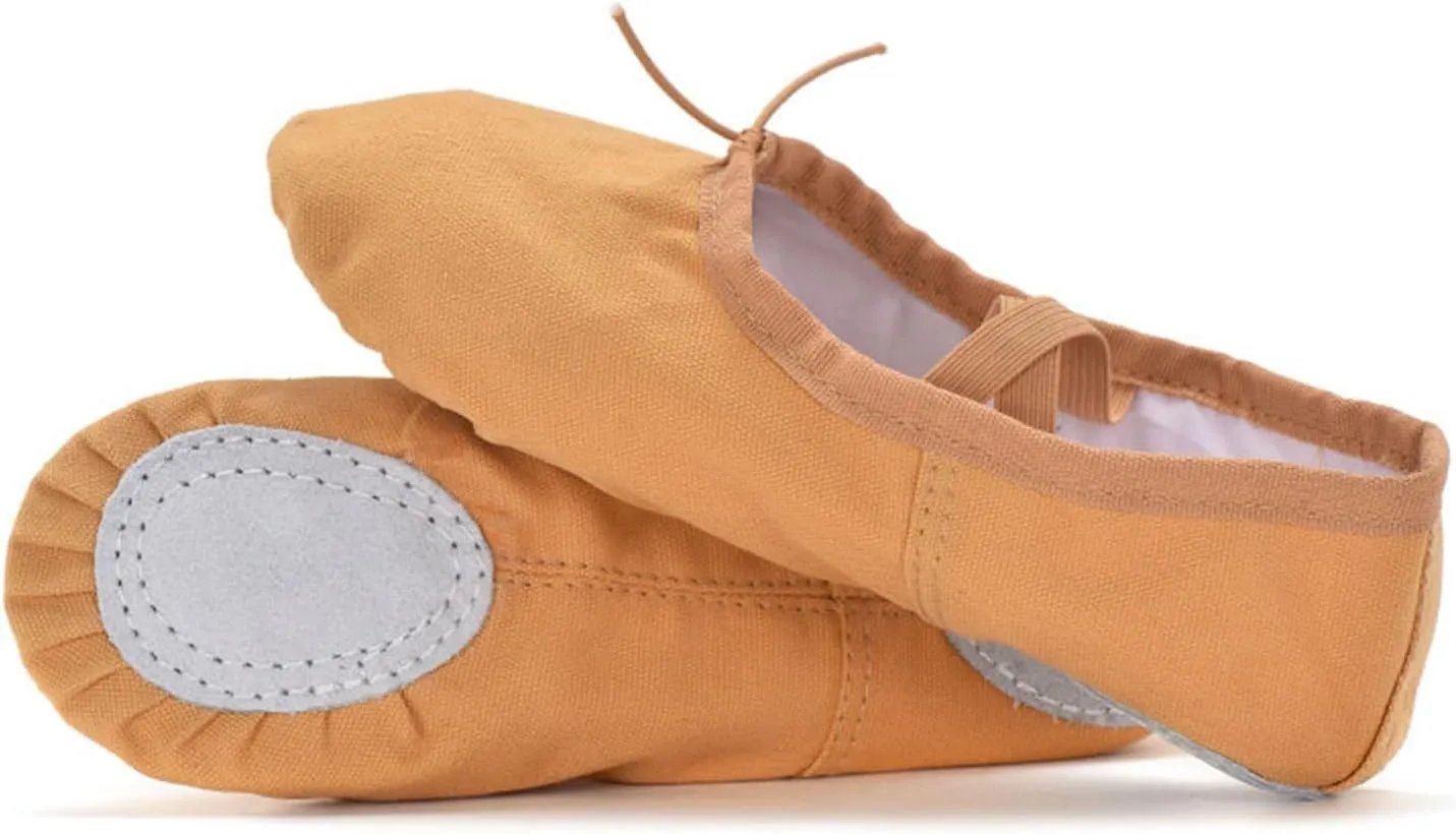 Canvas Ballet Slippers Ballet Shoes Elastic for Toddler Girls and Boys Split Sole Yoga Practice Dance Shoes