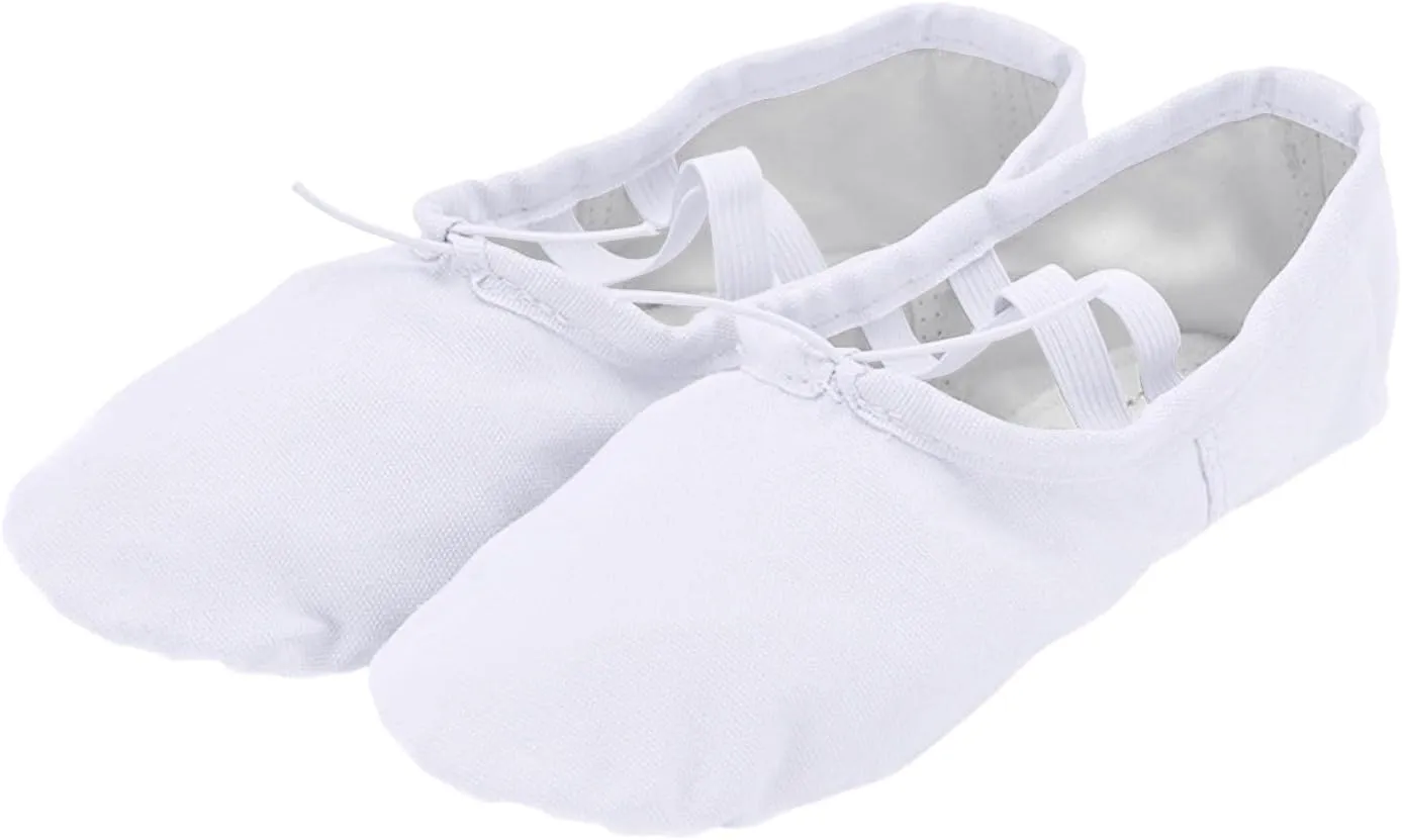 Canvas Ballet Slippers Ballet Shoes Elastic for Toddler Girls and Boys Split Sole Yoga Practice Dance Shoes
