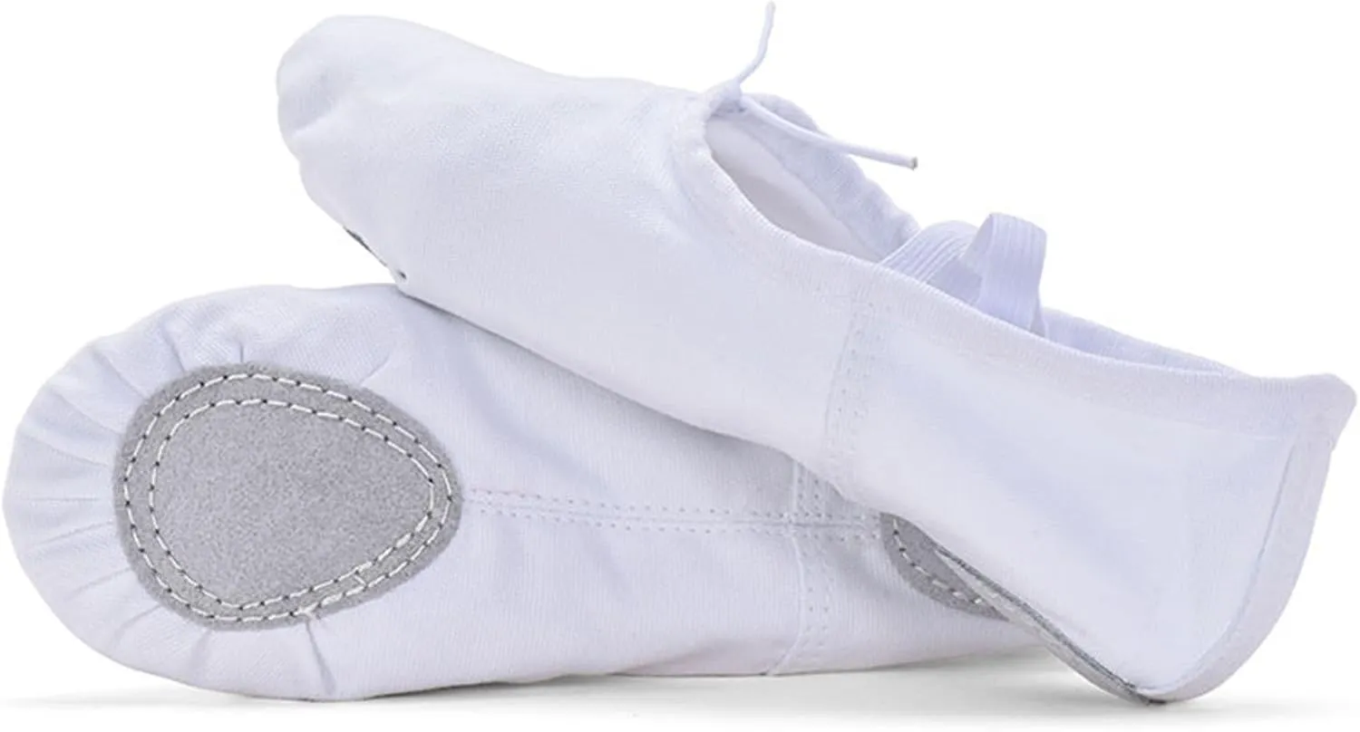 Canvas Ballet Slippers Ballet Shoes Elastic for Toddler Girls and Boys Split Sole Yoga Practice Dance Shoes