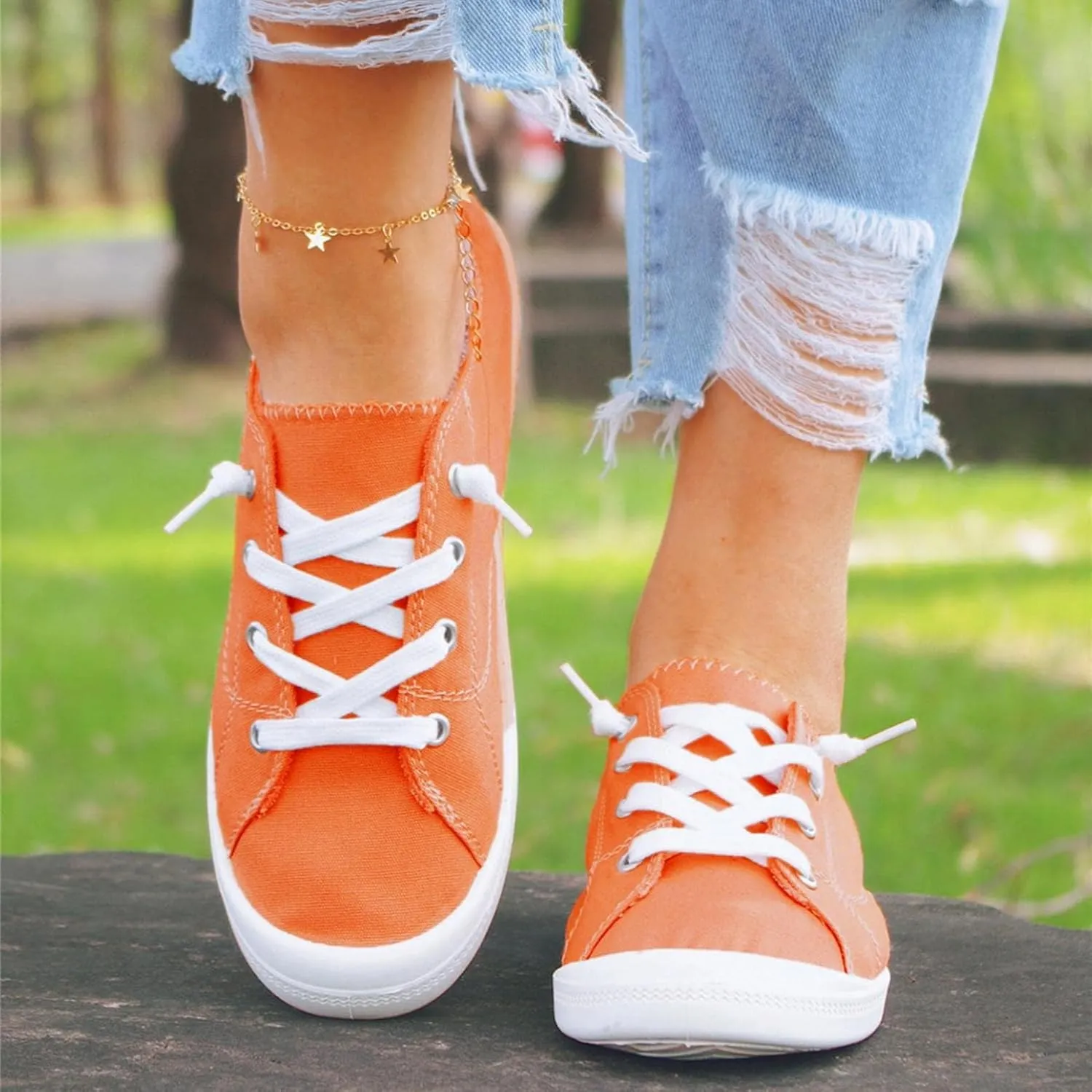 Canvas Shoes for Women Fashion Checkered Casual Plaid Lace Up Low Top Play Sneakers Lightweight Low Heels Slip On Flats Loafers Walking Shoes Girls Running Outdoor Sports