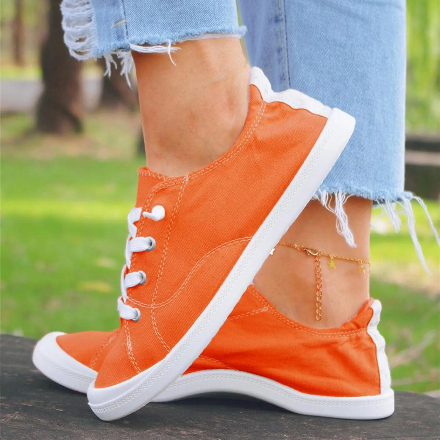 Canvas Shoes for Women Fashion Checkered Casual Plaid Lace Up Low Top Play Sneakers Lightweight Low Heels Slip On Flats Loafers Walking Shoes Girls Running Outdoor Sports