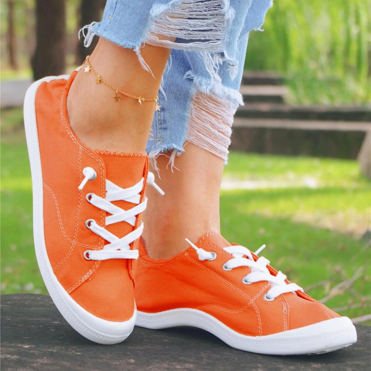 Canvas Shoes for Women Fashion Checkered Casual Plaid Lace Up Low Top Play Sneakers Lightweight Low Heels Slip On Flats Loafers Walking Shoes Girls Running Outdoor Sports