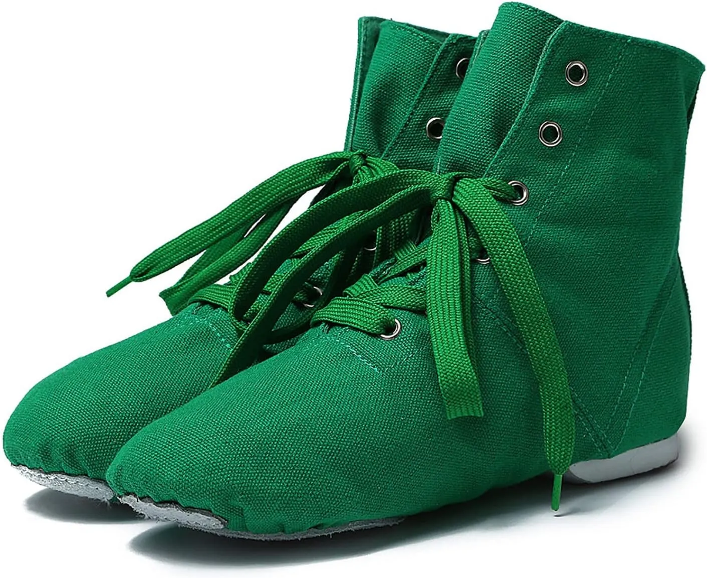 Children Canvas Dance Shoes Soft Soled Ballet Training Shoes High Top Casual Sandals Lace up Dance Booties