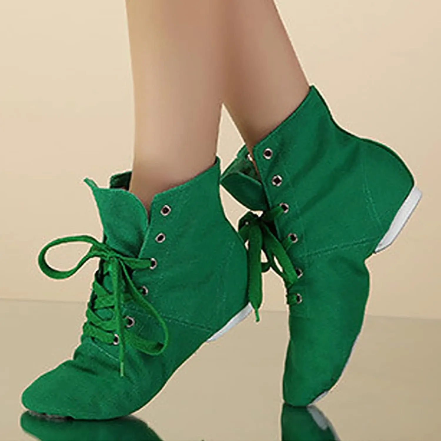 Children Canvas Dance Shoes Soft Soled Ballet Training Shoes High Top Casual Sandals Lace up Dance Booties