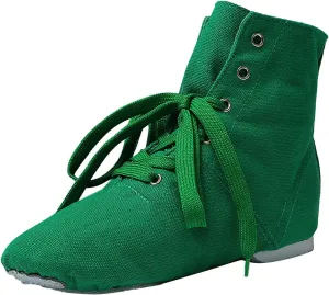 Children Canvas Dance Shoes Soft Soled Ballet Training Shoes High Top Casual Sandals Lace up Dance Booties