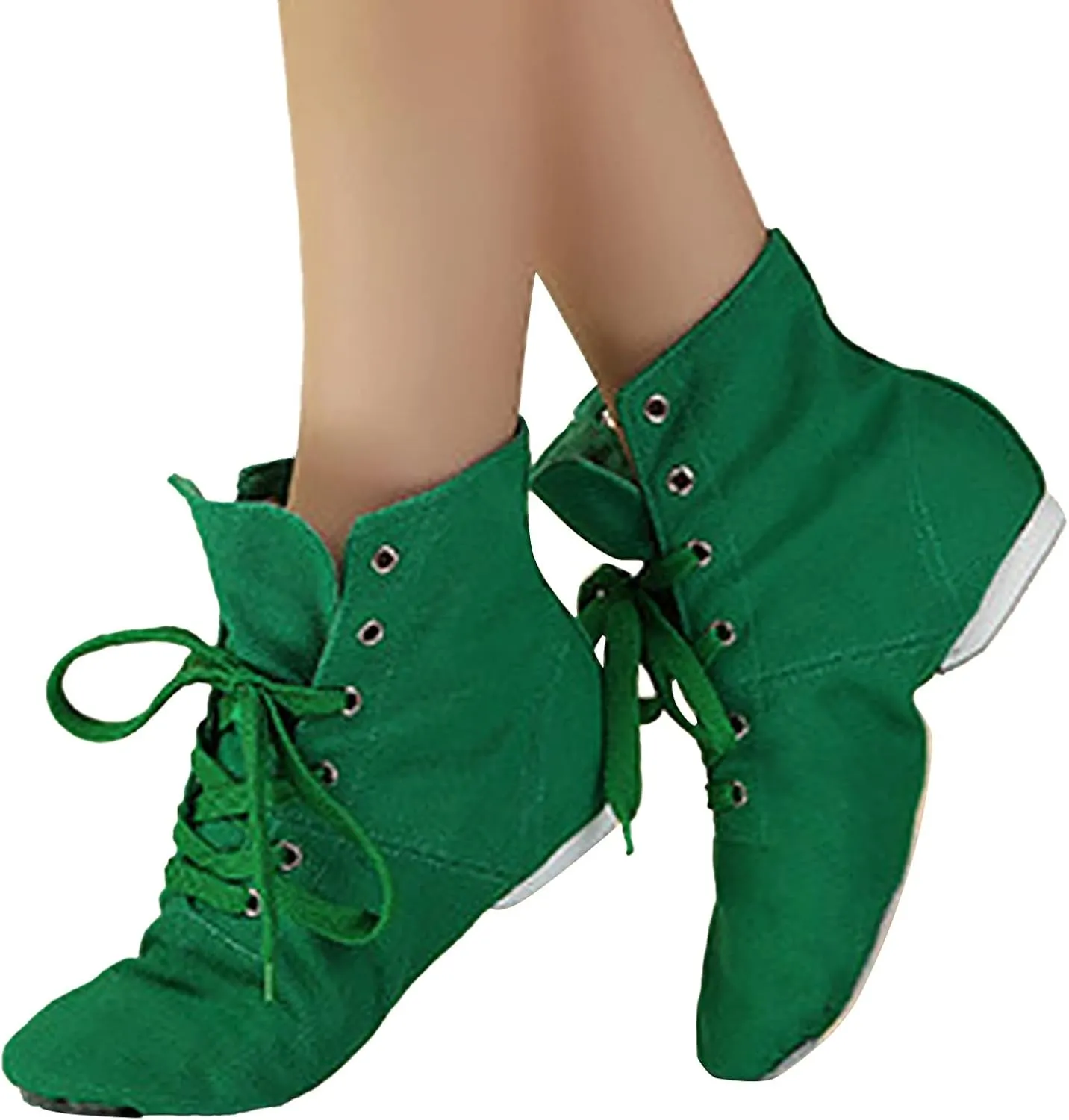 Children Canvas Dance Shoes Soft Soled Ballet Training Shoes High Top Casual Sandals Lace up Dance Booties