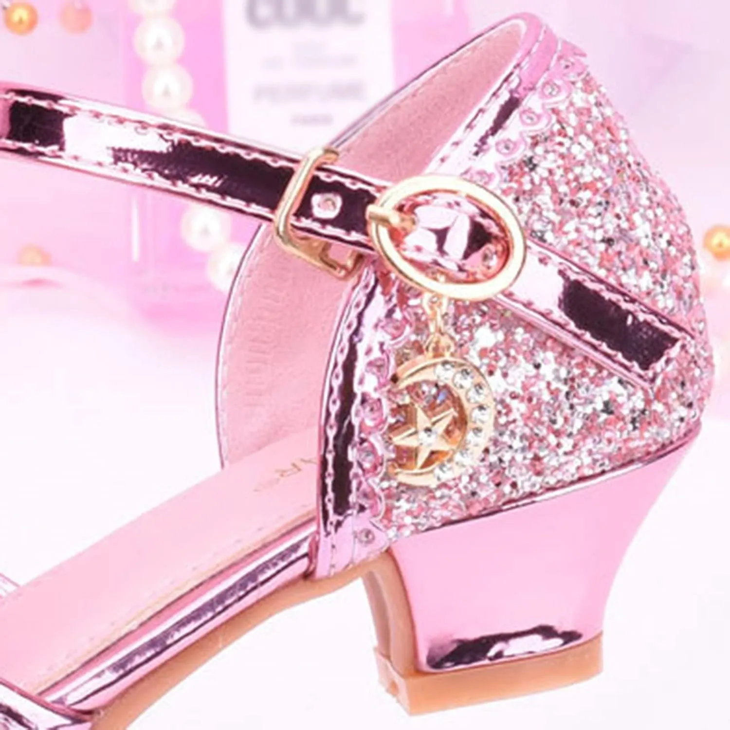 Children Shoes with Diamond Shiny Sandals Princess Shoes Bow High Heels Show Princess Shoes Kids High Heels