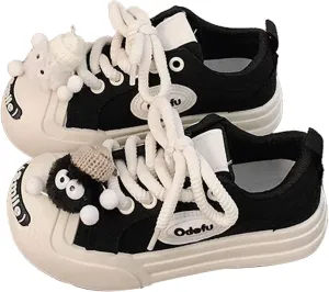 Chunky Platform Sneakers Girl's Skate Shoes Tennis Shoes with Cartoon Pendant for Women Casual Preppy Travel Sport