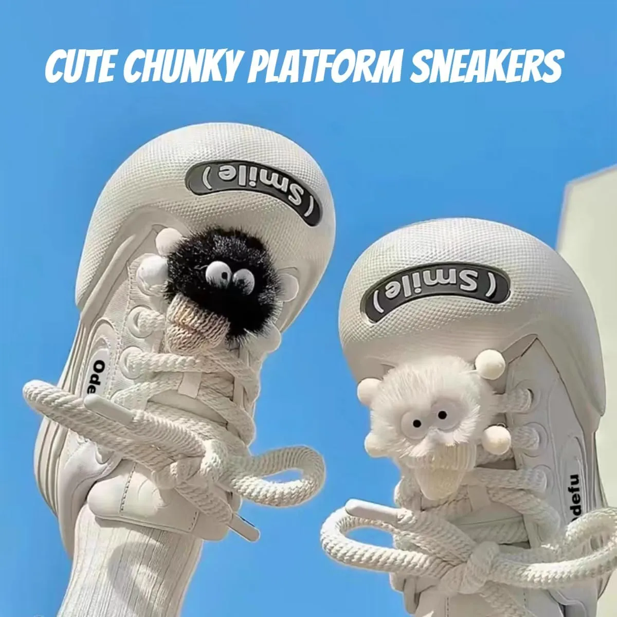 Chunky Platform Sneakers Girl's Skate Shoes Tennis Shoes with Cartoon Pendant for Women Casual Preppy Travel Sport