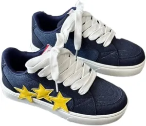 Chunky Sneakers Women, 3 Star Patch, Chunky Laces, Contrast Color, Round Toe, Height Boost, Y2K Street Platform Shoes