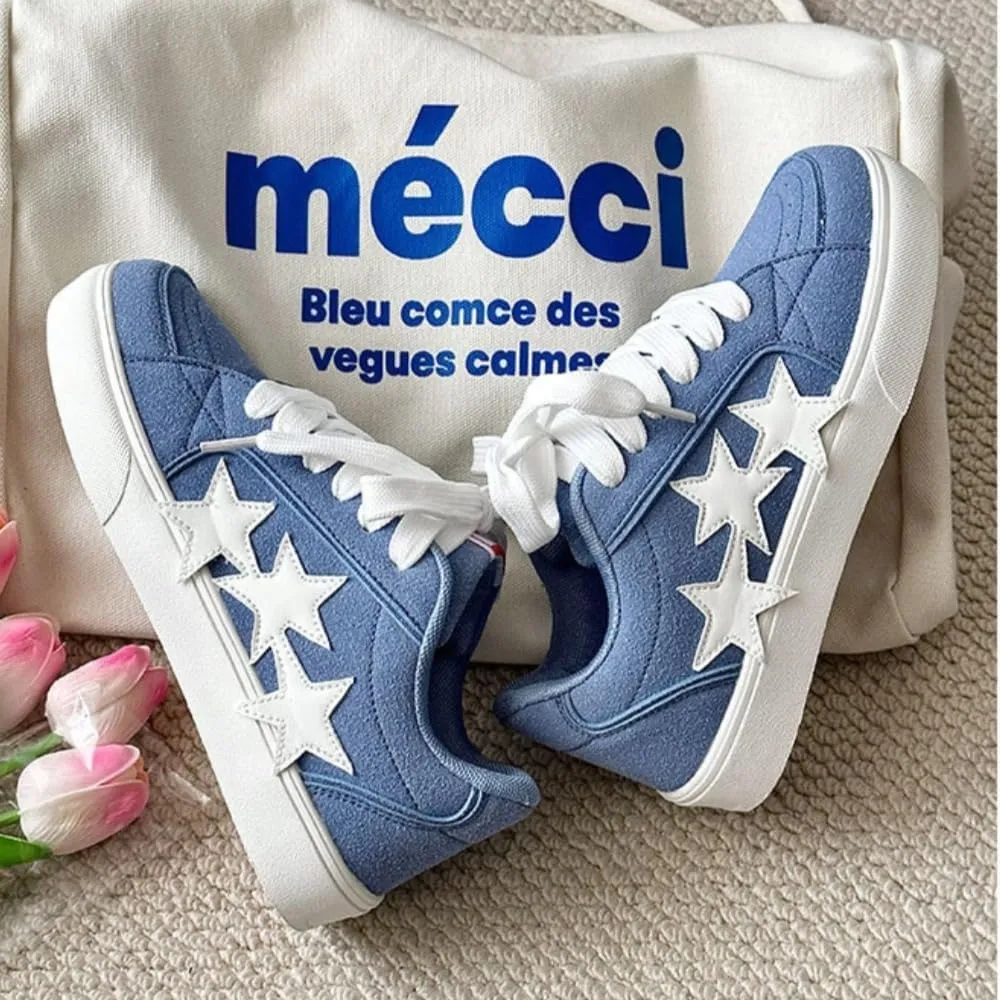 Chunky Sneakers Women, 3 Star Patch, Chunky Laces, Contrast Color, Round Toe, Height Boost, Y2K Street Platform Shoes