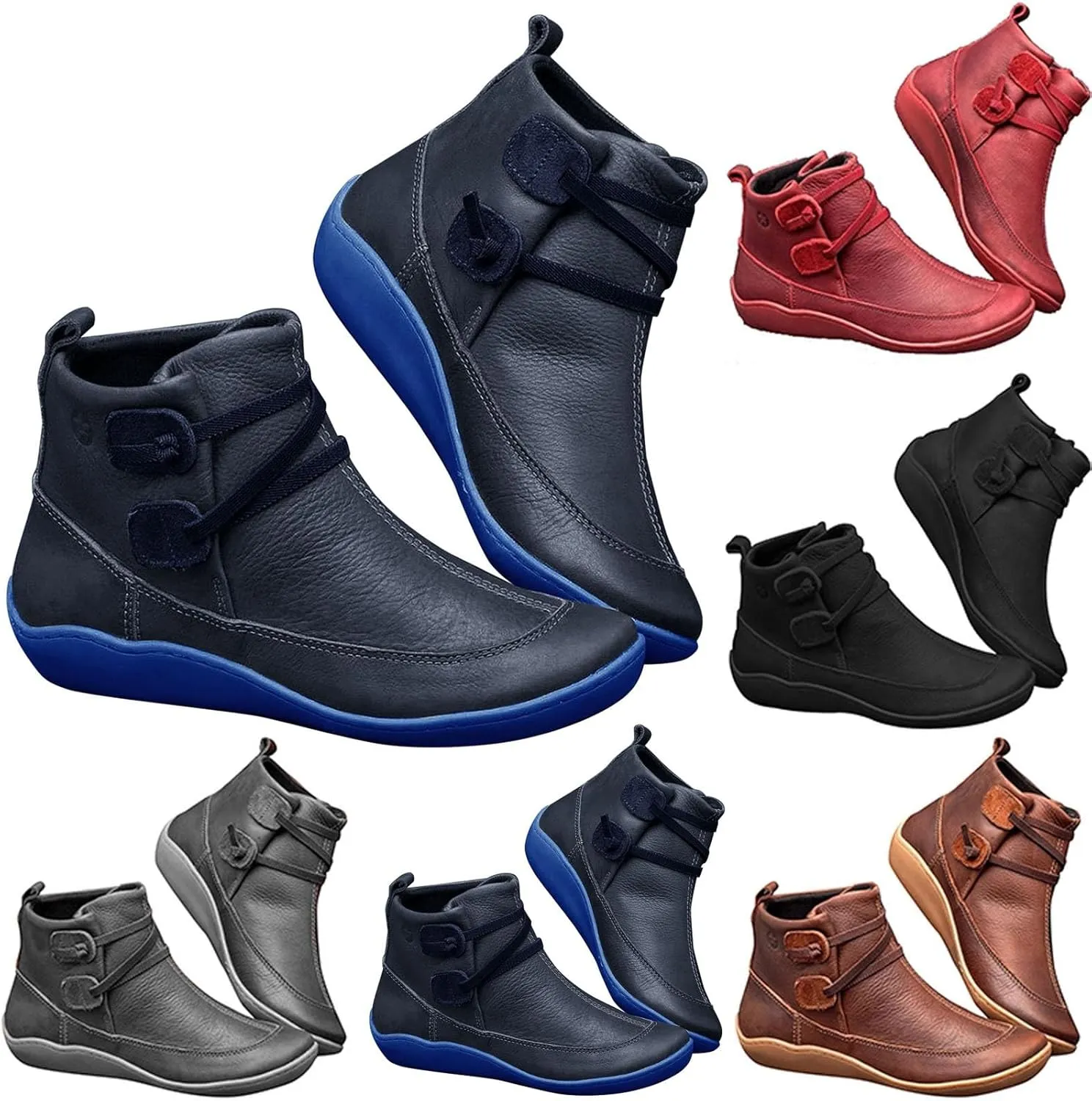 Combat Boots Womens Ankle Ankle Booties for Women Dressy Womens Fashion Boots Fall Work Boot Shoe Laces Men Fashion Round Toe Lug Sole Low Heel Chelsea Fashion