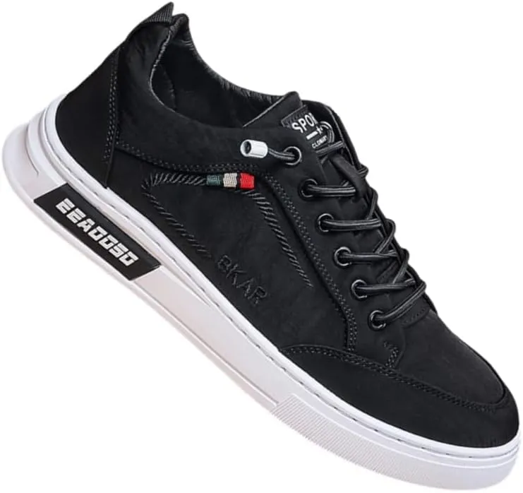 Comfy Non Slip Solid Skate Shoes - Men's Lace Up Street Style Sneakers for All Seasons Outdoor Workout Activities