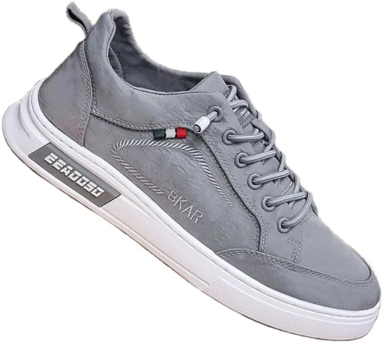 Comfy Non Slip Solid Skate Shoes - Men's Lace Up Street Style Sneakers for All Seasons Outdoor Workout Activities