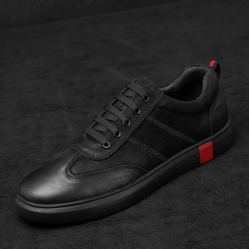 COSIMO | Men's Genuine Leather Black Sneakers