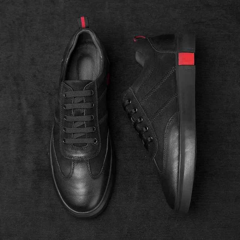 COSIMO | Men's Genuine Leather Black Sneakers