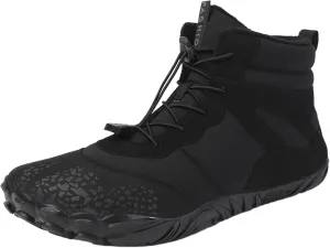 Crzidha Hiking Boots for Women Men Winter Snow Warm Fleece Winter Lined Waterproof Wide Toe Box Barefoot Shoe Outdoor Trail Trekking Pull On Ankle Boots with Elastic Cord Buckle Ultra Soft Non Slip Sole
