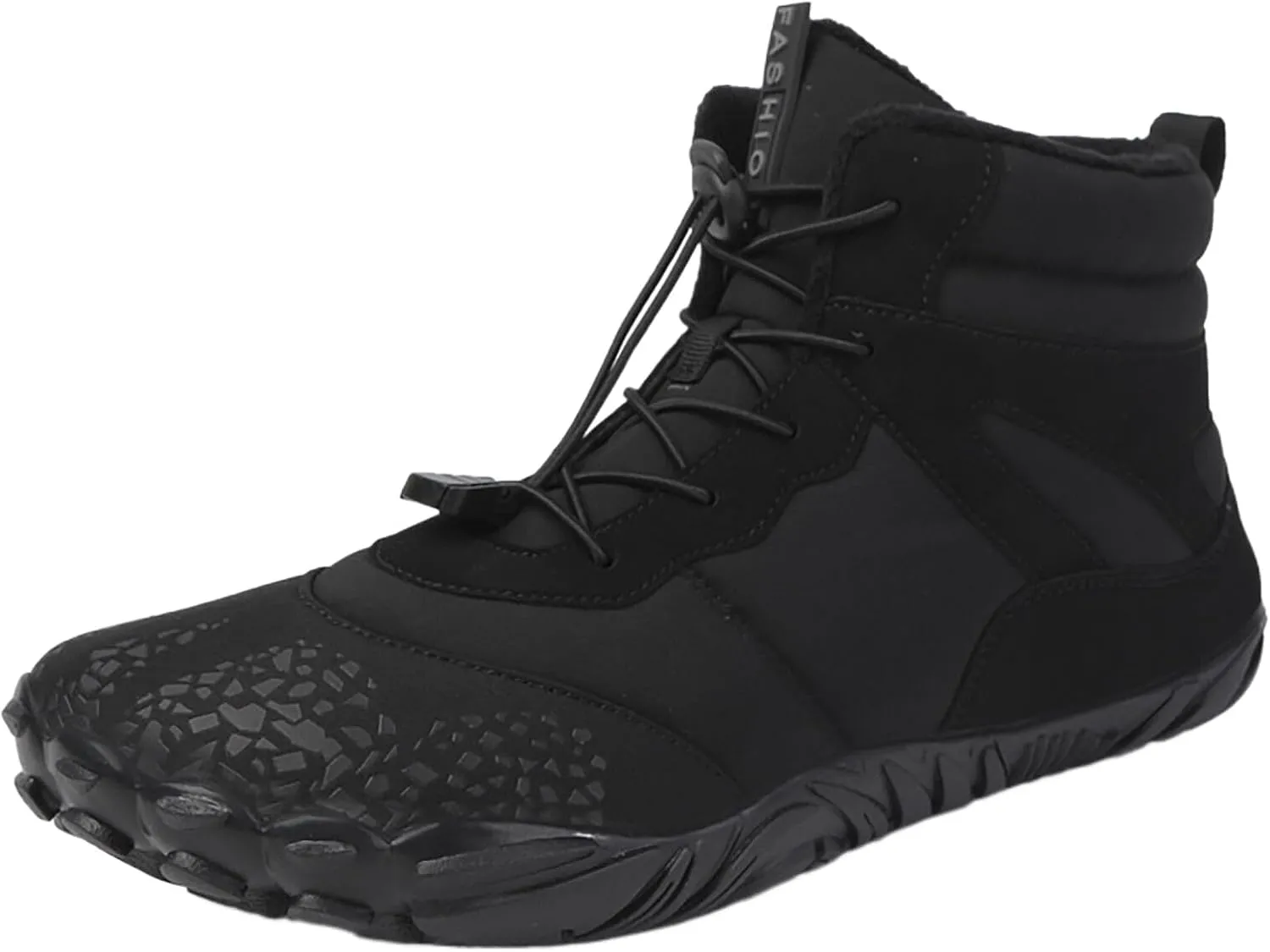 Crzidha Hiking Boots for Women Men Winter Snow Warm Fleece Winter Lined Waterproof Wide Toe Box Barefoot Shoe Outdoor Trail Trekking Pull On Ankle Boots with Elastic Cord Buckle Ultra Soft Non Slip Sole