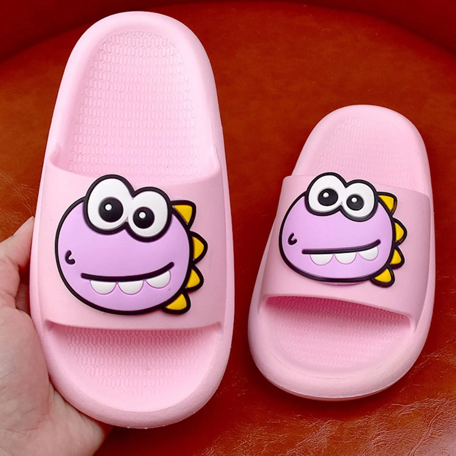 Cute Dinosaur Shower Slides for Kids, Boys Girls Unisex Soft Beach Slippers, Cloud Slides Flat Bottom Slippers