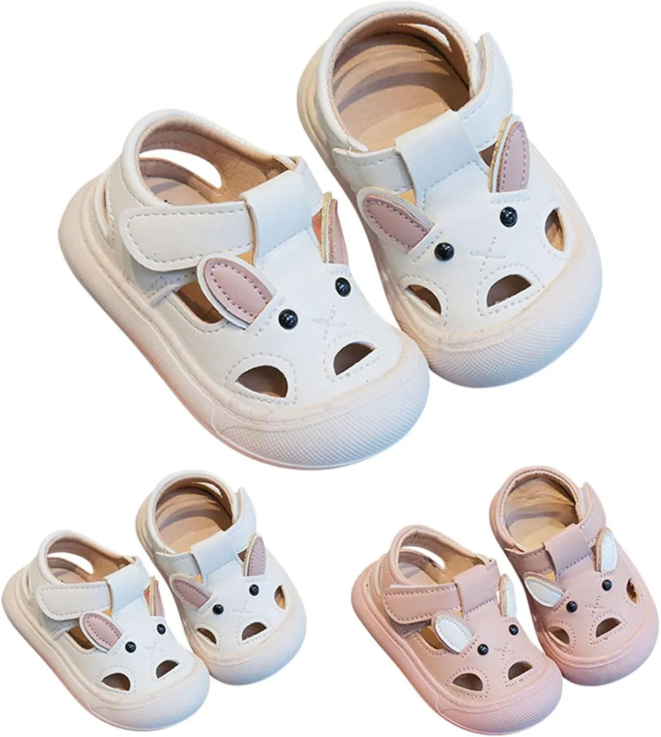 Cute unny Ears Toddler Girls Closed Toe Hollow Sandals Soft Sole Breathable Anti Slip Slip On Athletic Sandals Kids