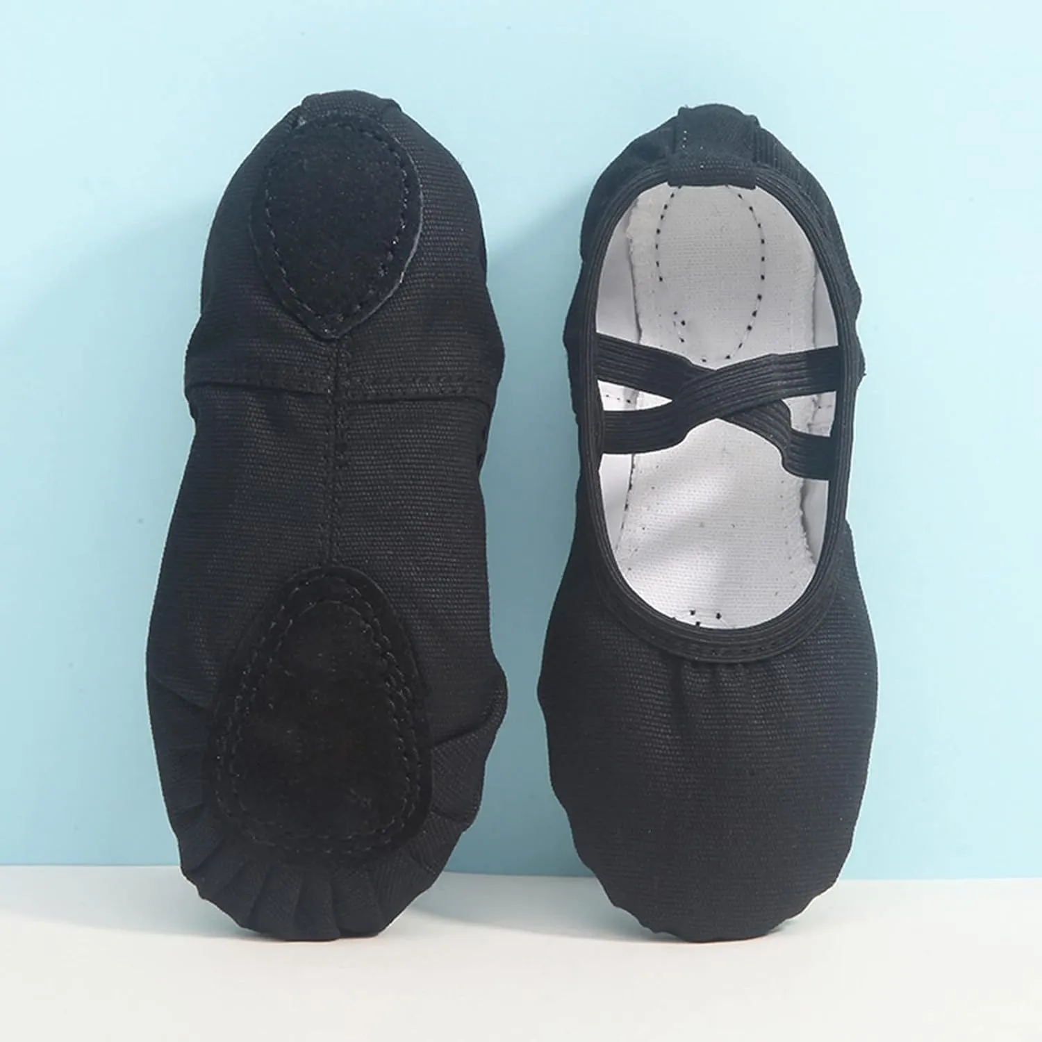Dance Shoes for Girls Basic Ballet Slippers Simple Solid Performance Yoga Indoor Canvas Shoes with Elastic Straps