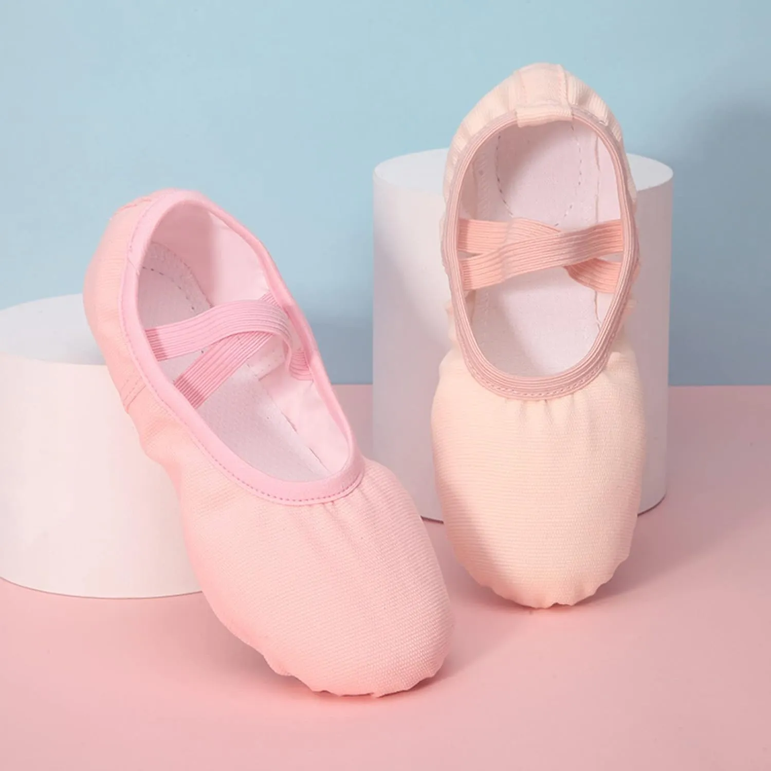 Dance Shoes for Girls Basic Ballet Slippers Simple Solid Performance Yoga Indoor Canvas Shoes with Elastic Straps
