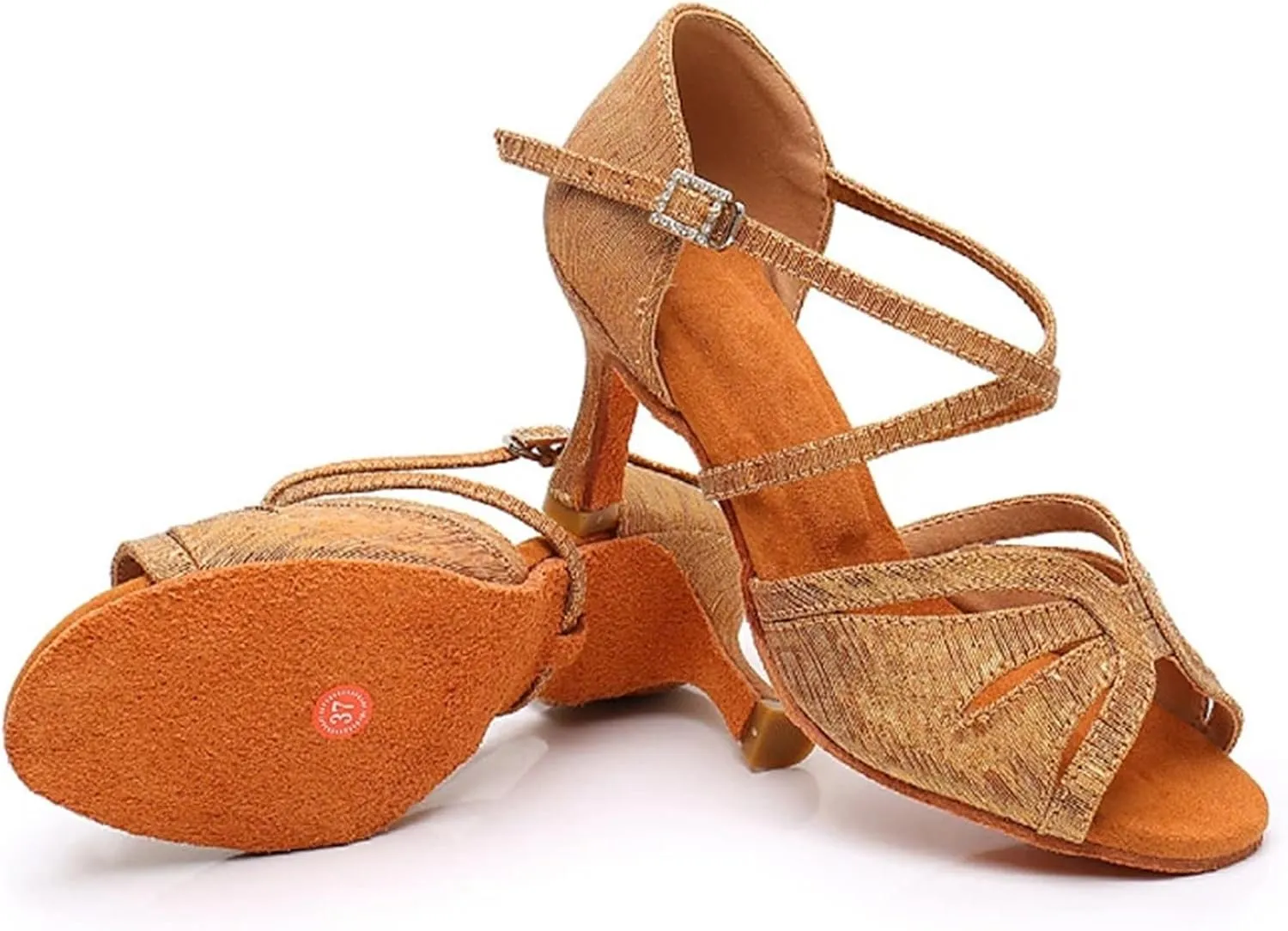 Dancing Shoes for Woman Latin Dance Shoes for Women Girls Modern Tango Salsa Ballroom Dancing Shoes Jazz Practice Shoes(7.5cm Brown-2,36)