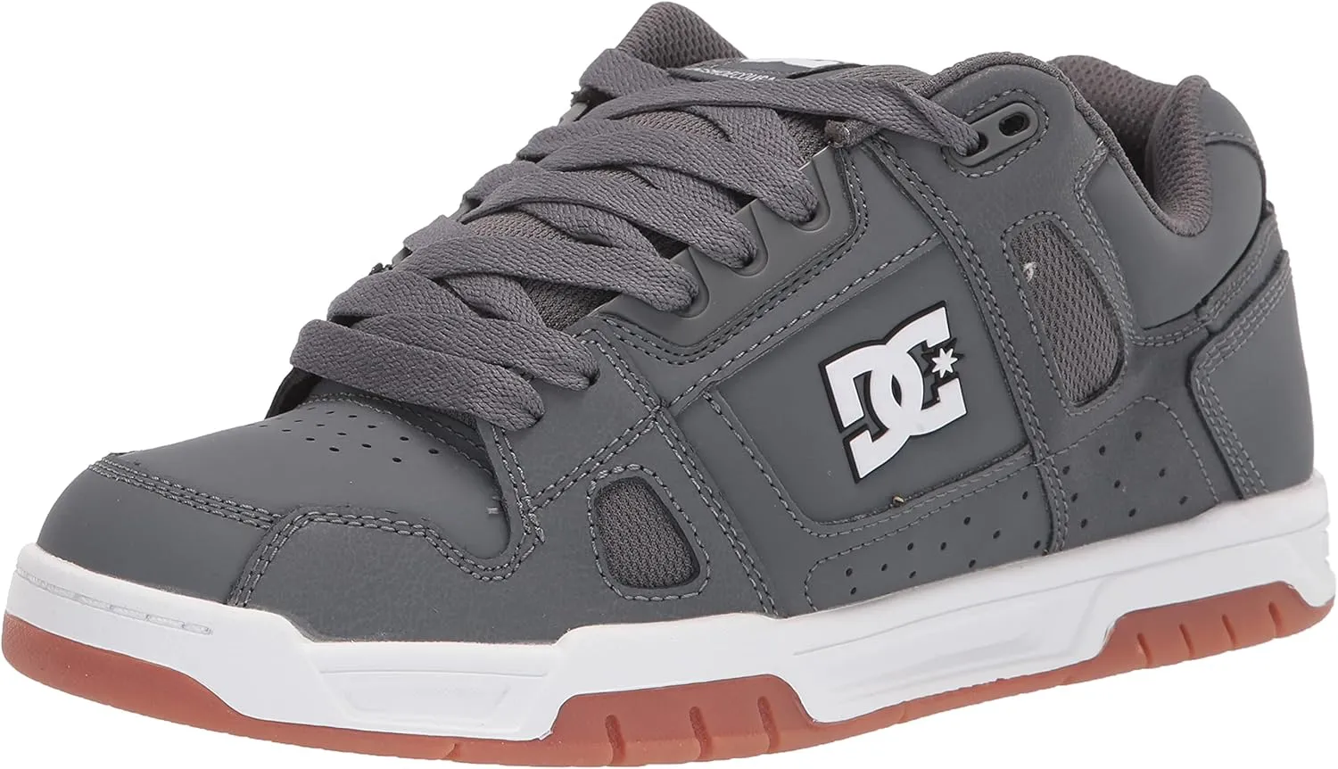 DC Men's Stag Low Top Skate Shoe, Grey/Gum, 14