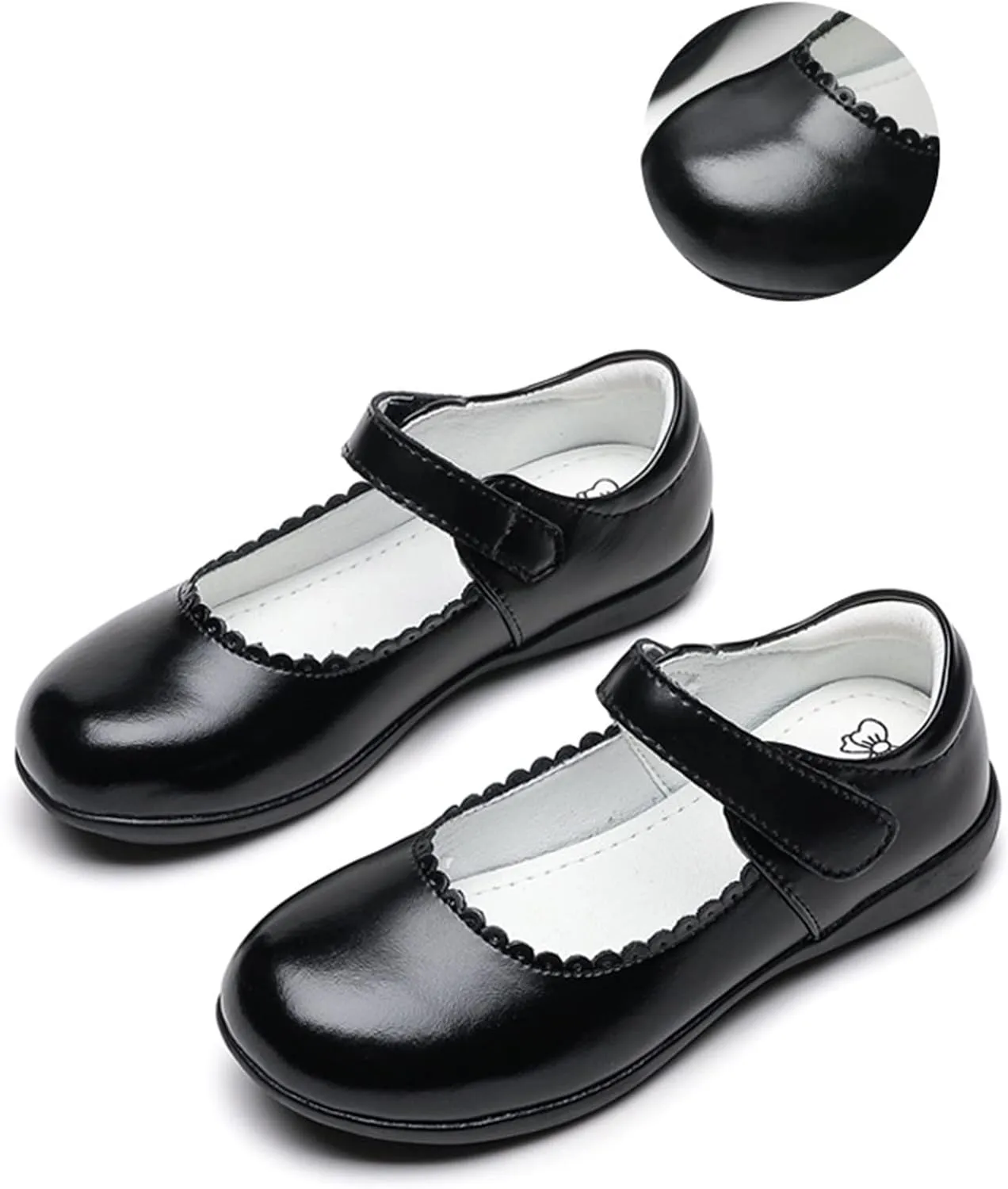 Delicate Loafers for School Girls Little Girls ??atent Leather Reflective Flat Shoes with Princess Dresses
