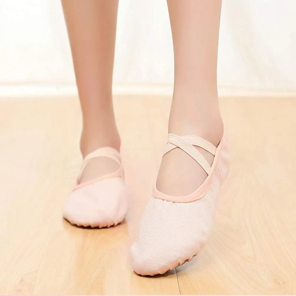 EXCEART 1 Pair Bell Dance Shoes Ballroom Dance Shoes Leather Flats Ballet Shoes for Women Kids Ballet Shoes Slippers for Kids Pocket Shoes Elastic Mouth Pink Dancing Shoes Child