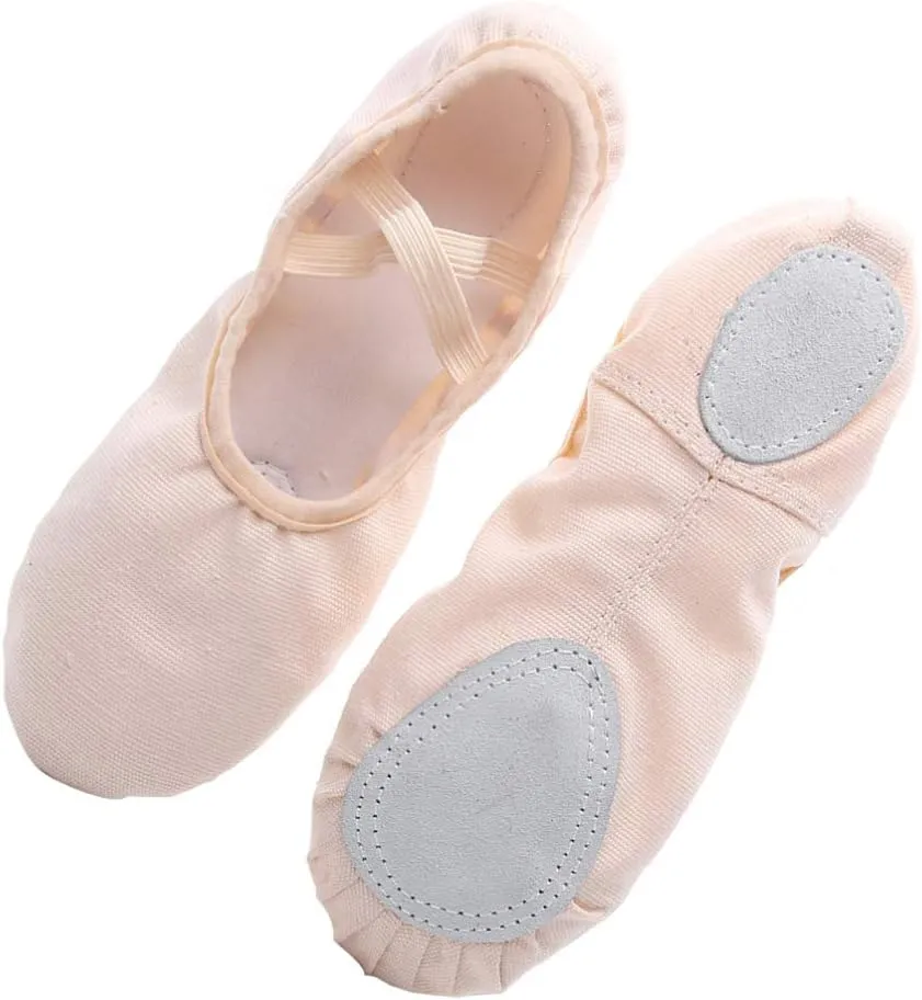 EXCEART 1 Pair Bell Dance Shoes Ballroom Dance Shoes Leather Flats Ballet Shoes for Women Kids Ballet Shoes Slippers for Kids Pocket Shoes Elastic Mouth Pink Dancing Shoes Child